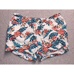 Caribbean Joe Women’s Large Floral Tropical Beach Shorts – Pull-On Summer
